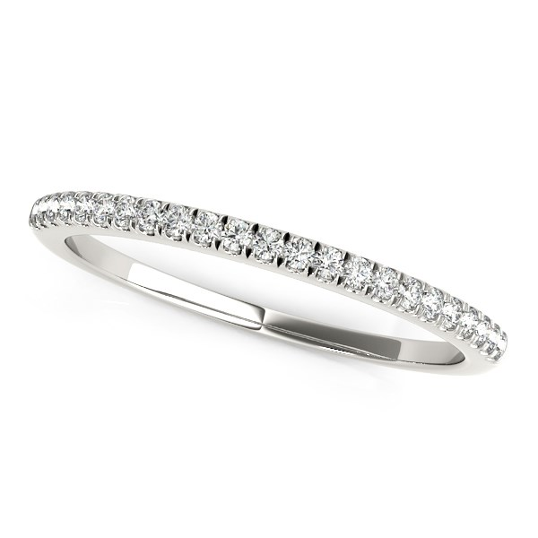 14k White Gold Scallop Style Setting Diamond Wedding Band (1/8 cttw)