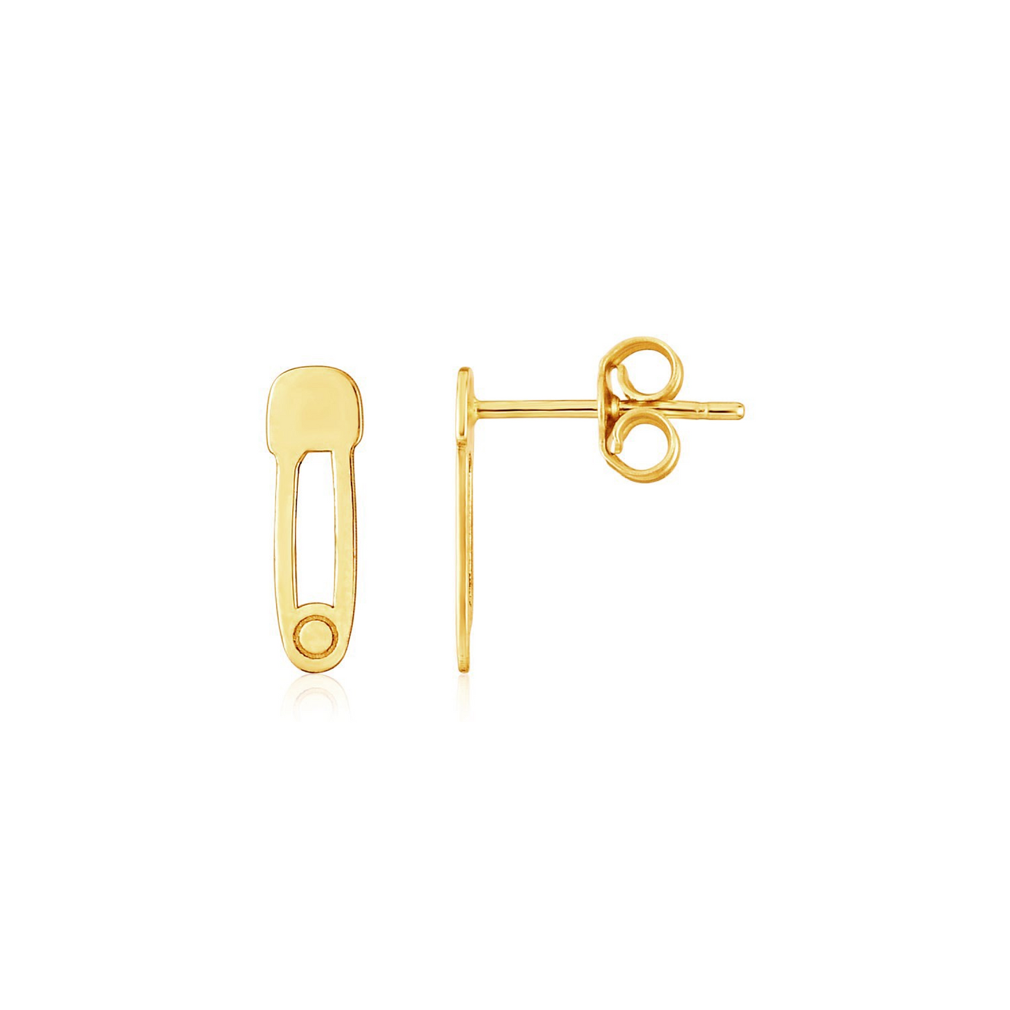 14K Yellow Gold Safety Pin Earrings - Delicate and Stylish