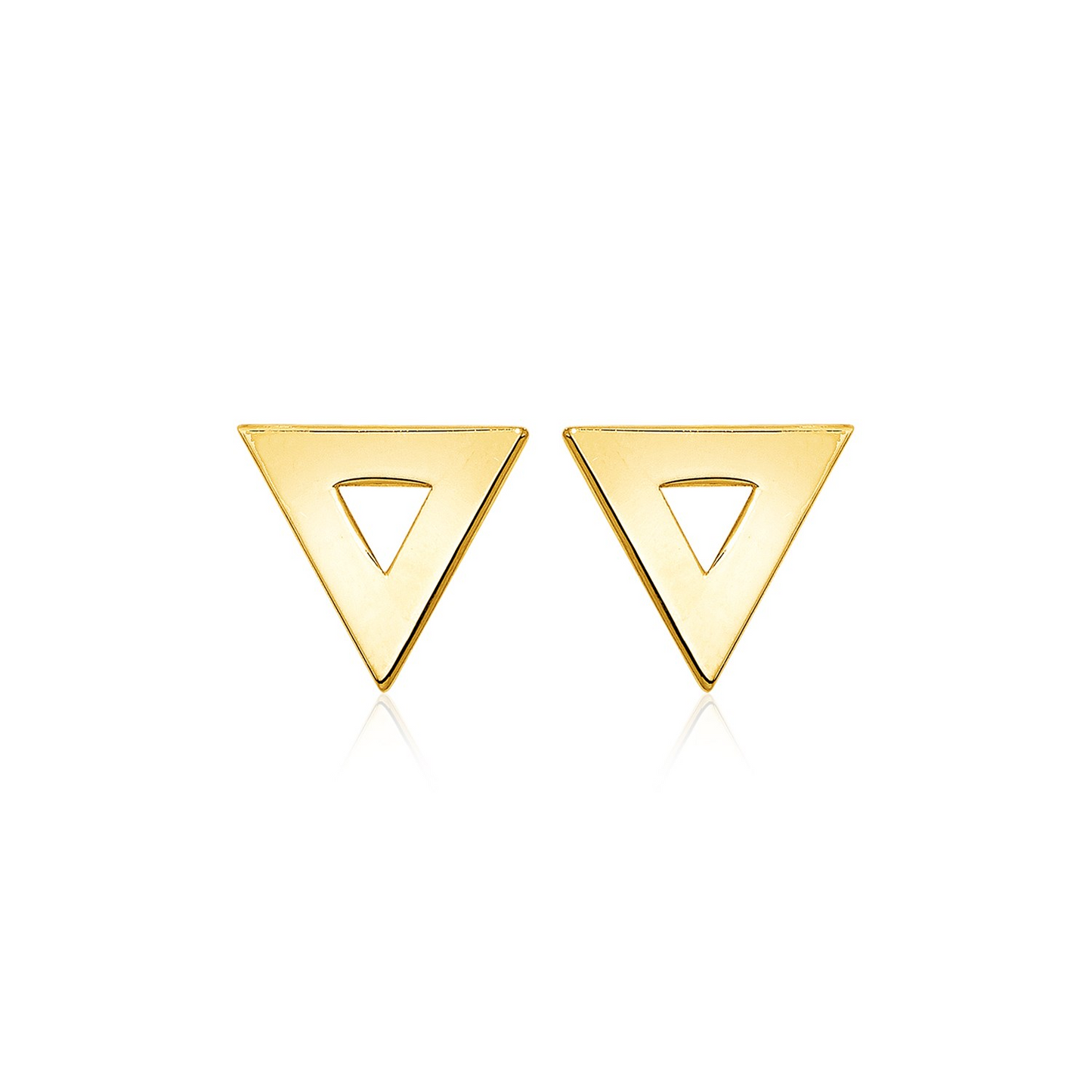 14k Yellow Gold Polished Open Triangle Post Earrings - Elegant and Versatile