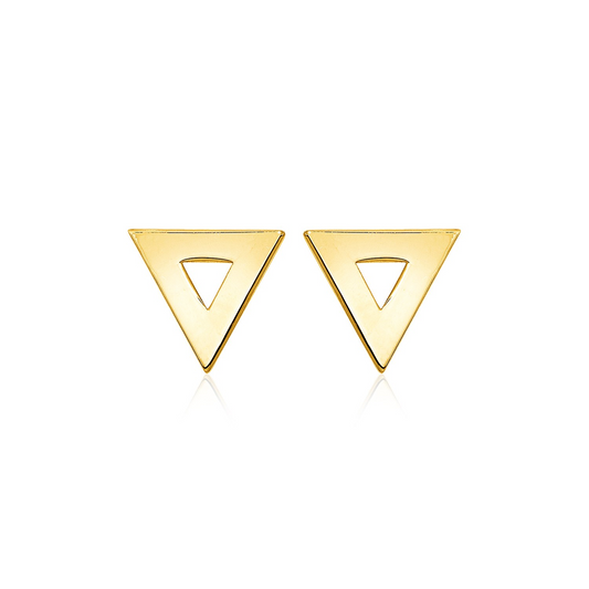 14k Yellow Gold Polished Open Triangle Post Earrings - Elegant and Versatile