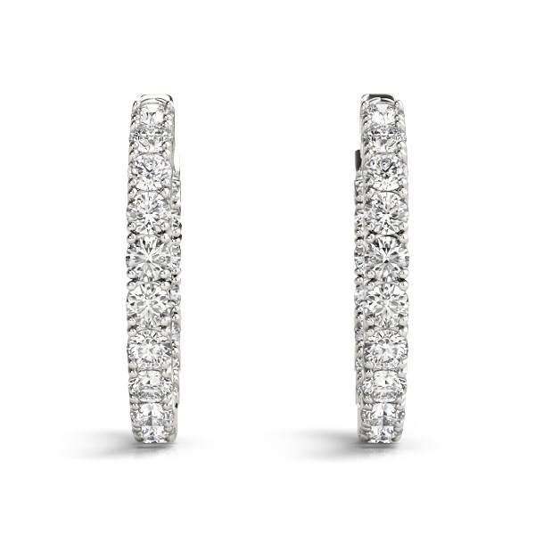 14k White Gold Two Sided Prong Set Diamond Hoop Earrings (3 1/2 cttw) - Sparkling Beauty for Every Occasion