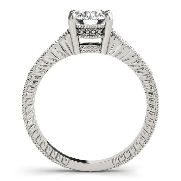 14k White Gold Round Antique Style Diamond Engagement Ring (1 1/8 cttw) - Elegant Vintage Design