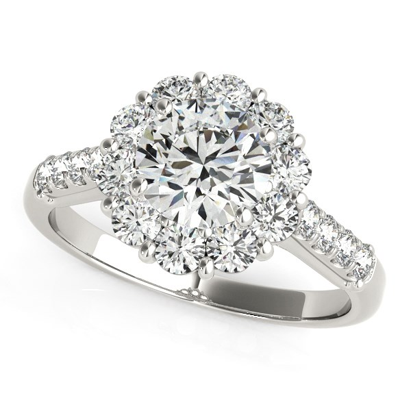 14k White Gold Round Diamond Halo Engagement Ring (2 1/2 cttw) - Exquisite Design, Perfect for Proposals