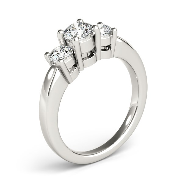 14k White Gold Timeless 3 Stone Round Diamond Engagement Ring (1 cttw) - Elegant and Stunning