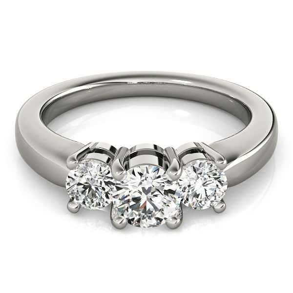 14k White Gold Timeless 3 Stone Round Diamond Engagement Ring (1 cttw) - Elegant and Stunning