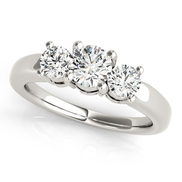 14k White Gold Timeless 3 Stone Round Diamond Engagement Ring (1 cttw) - Elegant and Stunning