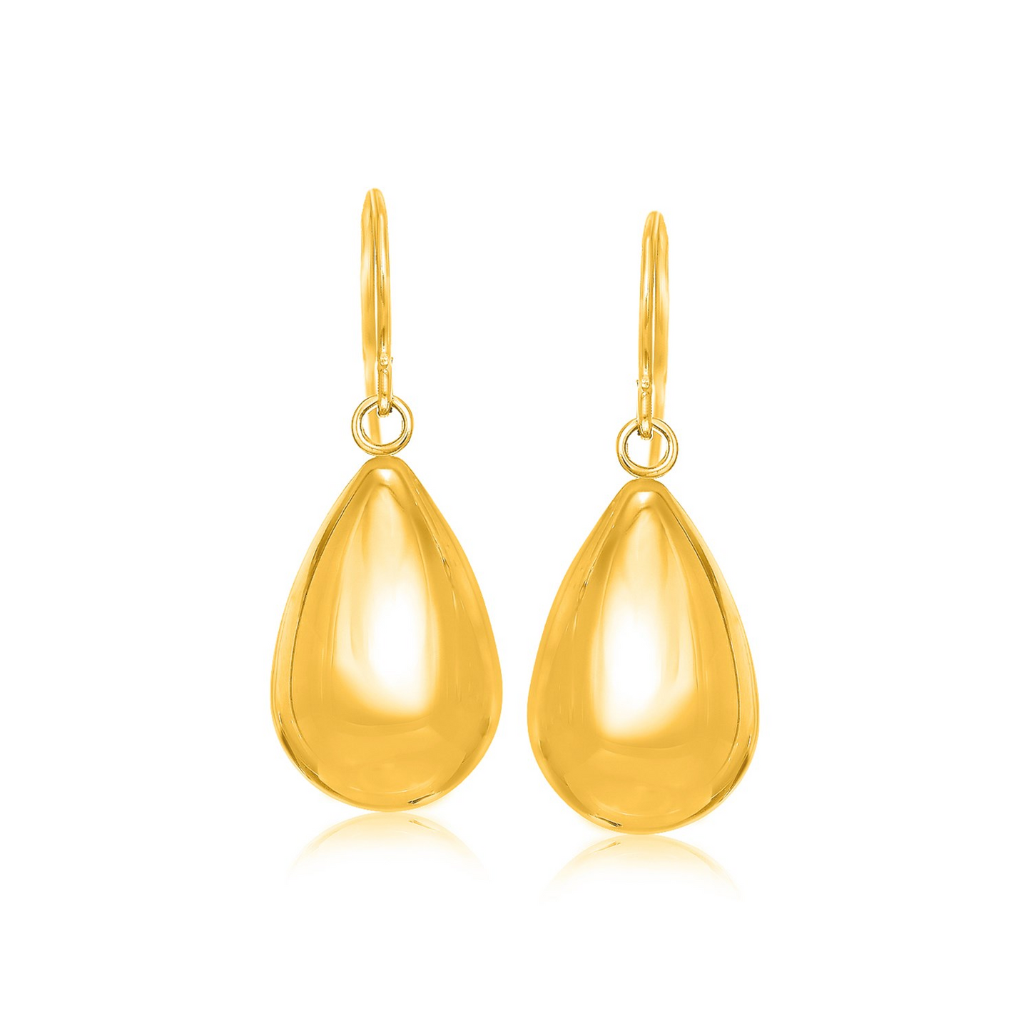 14k Yellow Gold Polished Teardrop Motif Drop Earrings | Elegant Jewelry