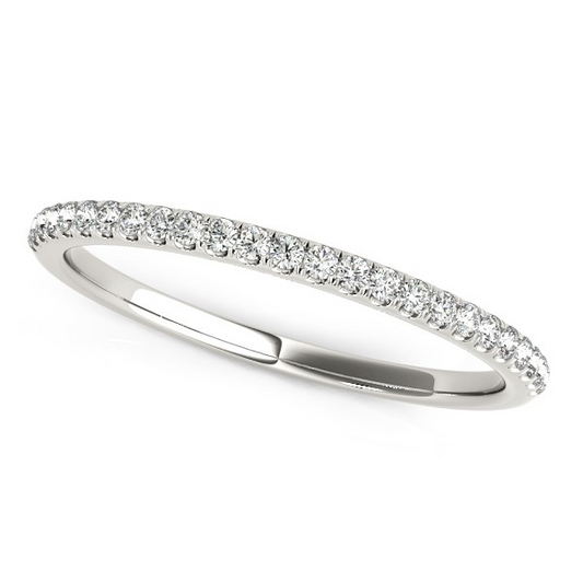 14k White Gold Diamond Wedding Band in Pave Setting (1/8 cttw) - Elegant and Timeless