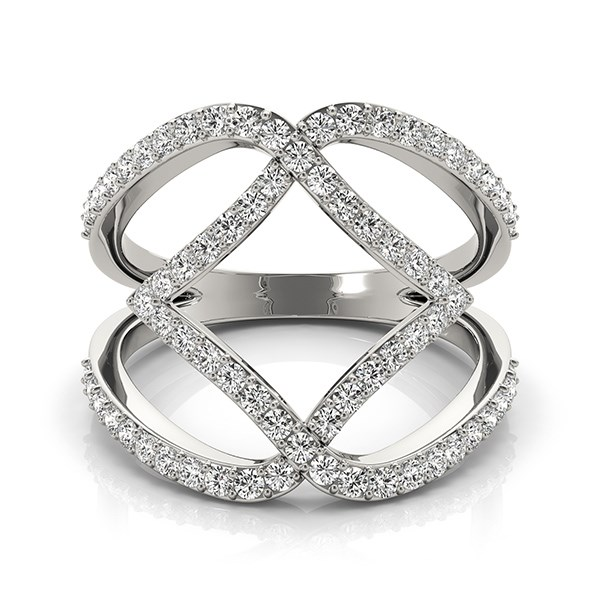 14k White Gold Entwined Design Diamond Dual Band Ring (3/4 cttw) - Elegant and Stylish