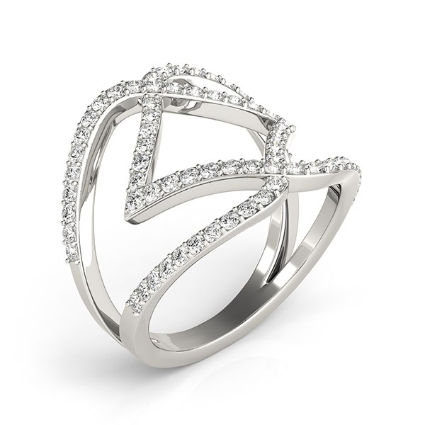 14k White Gold Entwined Design Diamond Dual Band Ring (3/4 cttw) - Elegant and Stylish