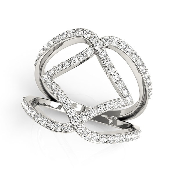 14k White Gold Entwined Design Diamond Dual Band Ring (3/4 cttw) - Elegant and Stylish