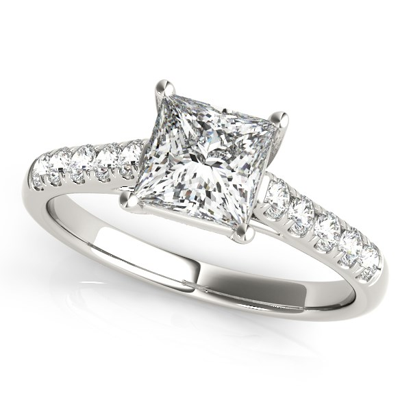 14k White Gold Trellis Set Princess Cut Diamond Engagement Ring (1 1/4 cttw) | Elegant and Timeless Design