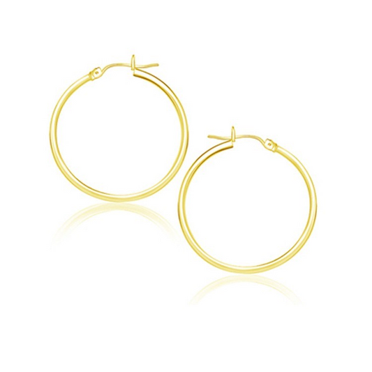 10k Yellow Gold Polished Hoop Earrings (25 mm) - Elegant and Timeless