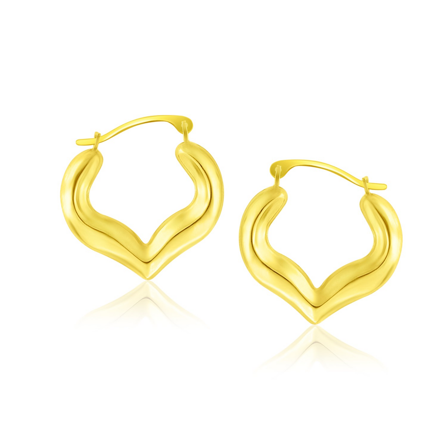 10k Yellow Gold Hoop Style Heart Shape Earrings - Radiant and Elegant