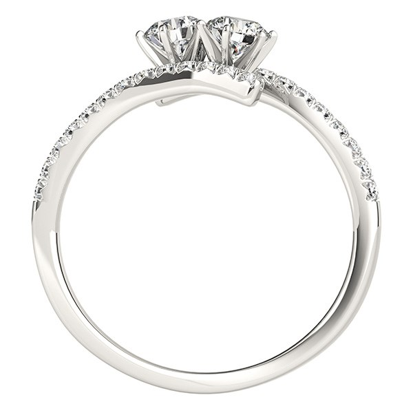 Two Stone Bypass Diamond Ring in 14k White Gold (3/4 cttw) - Buy Now at XYZ Jewelry