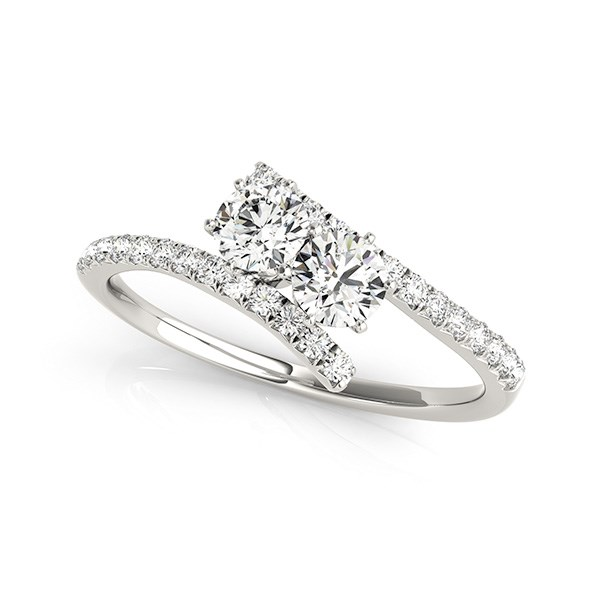 Two Stone Bypass Diamond Ring in 14k White Gold (3/4 cttw) - Buy Now at XYZ Jewelry