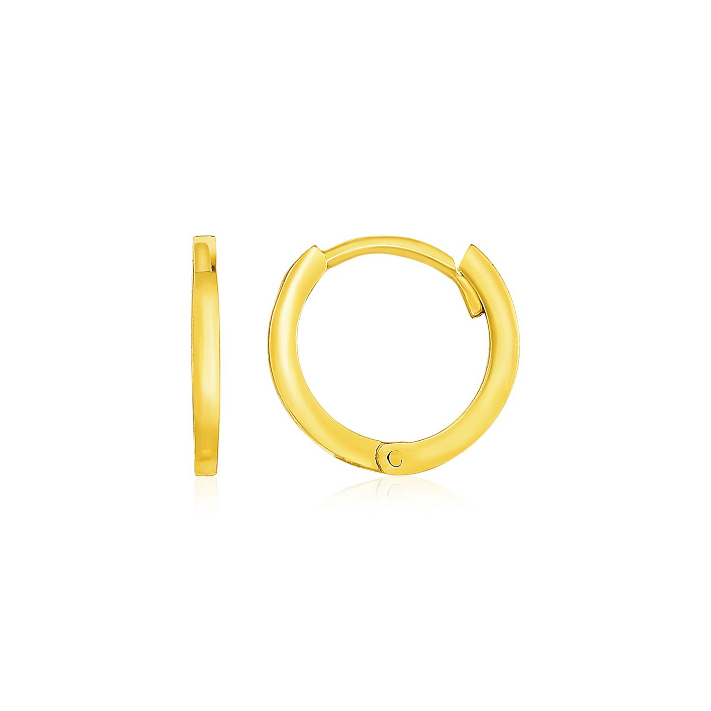 14k Yellow Gold Petite Polished Round Hoop Earrings | Elegant Jewelry