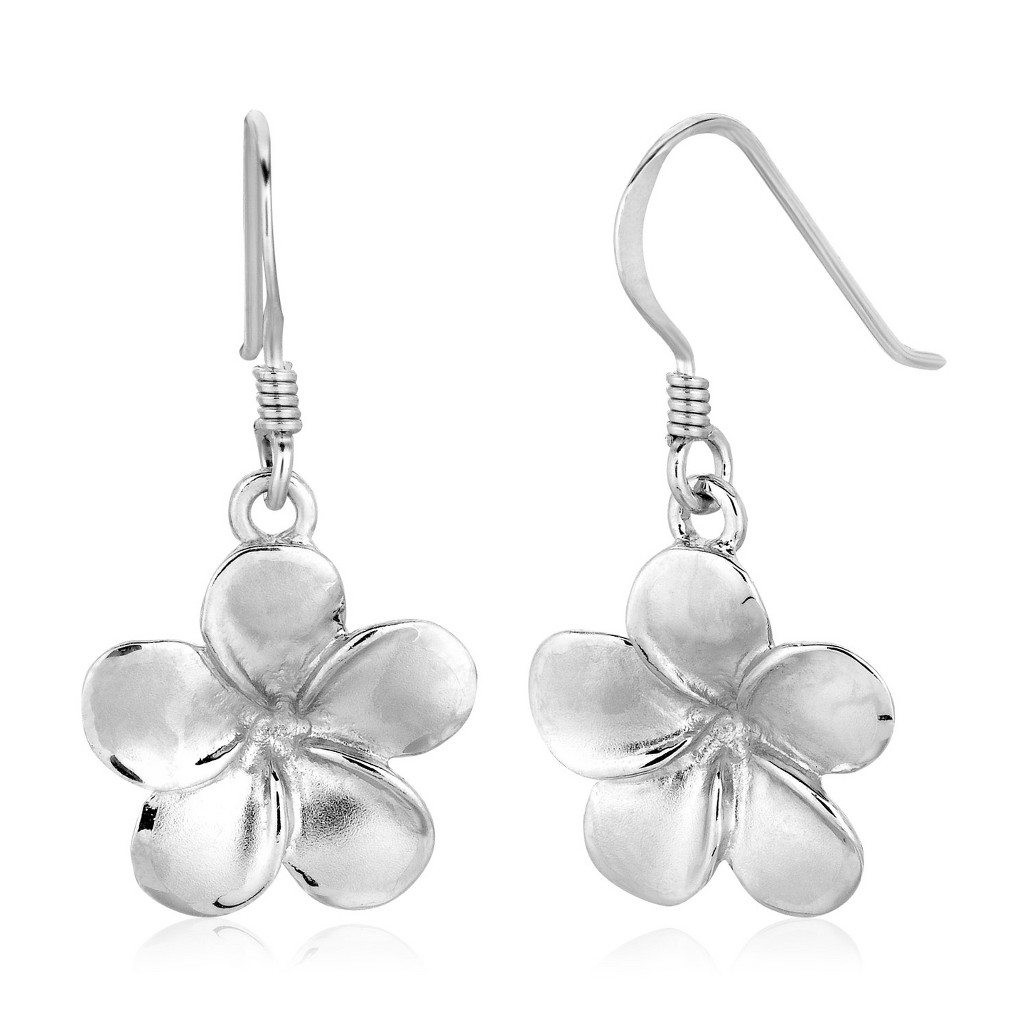 Sterling Silver Matte Textured Flower Dangle Earrings - Elegant Jewelry