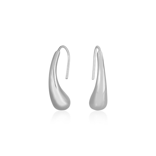 14k White Gold Puffed Teardrop Earrings | Elegant and Stylish Jewelry