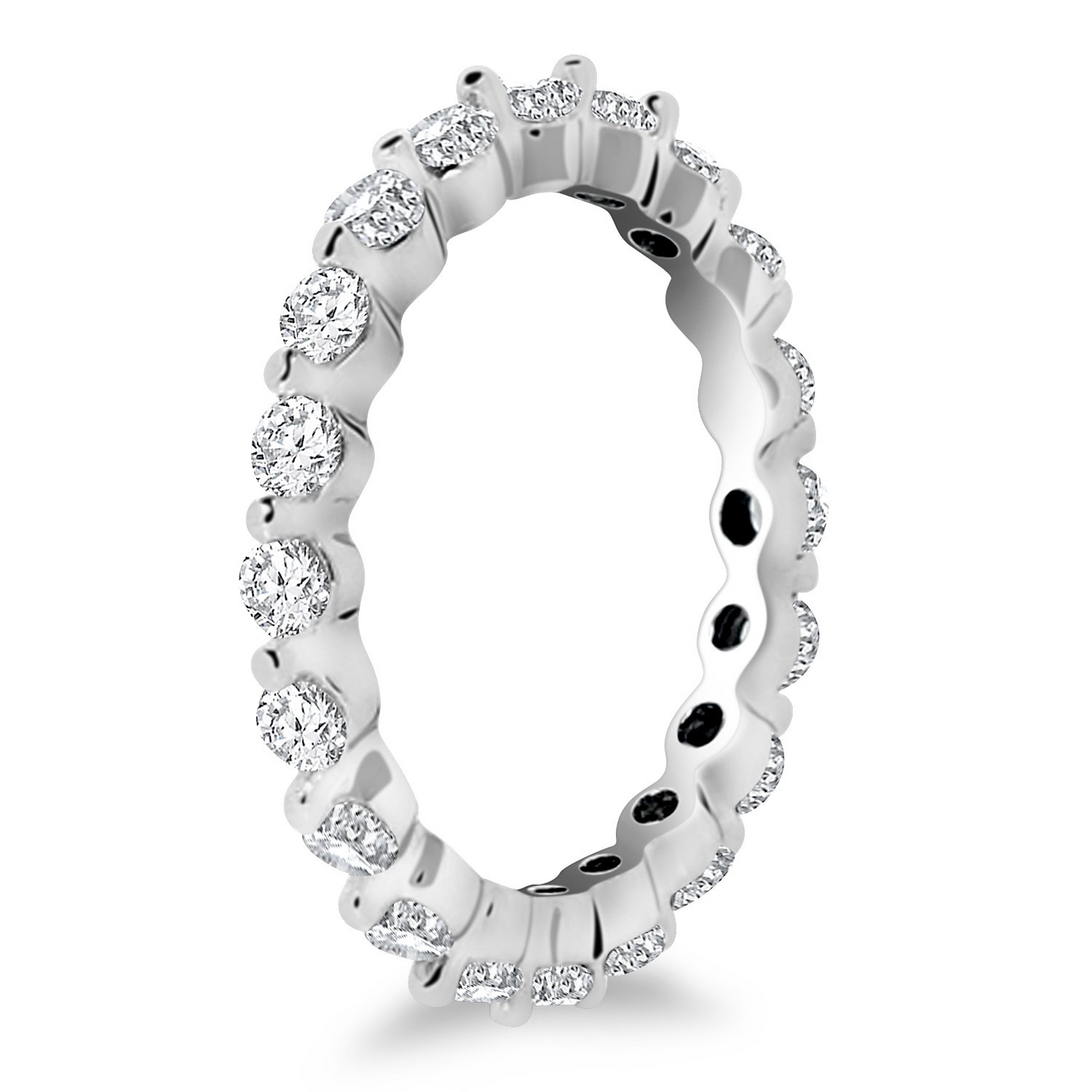 14k White Gold Common Prong Round Cut Diamond Eternity Ring - Buy Online at Best Price