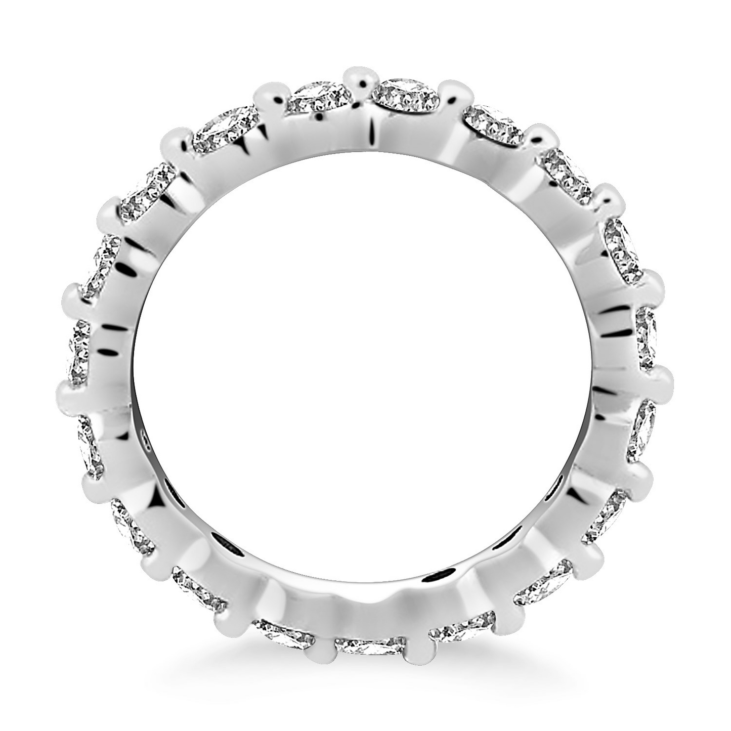 14k White Gold Common Prong Round Cut Diamond Eternity Ring - Buy Online at Best Price