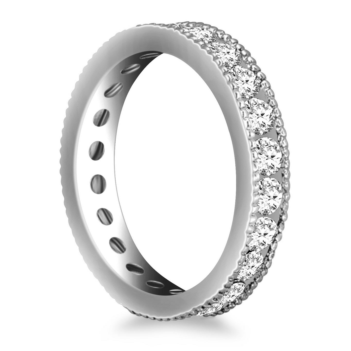 Shop the 14k White Gold Antique Channel Set Round Diamond Eternity Ring - Stunning Elegance