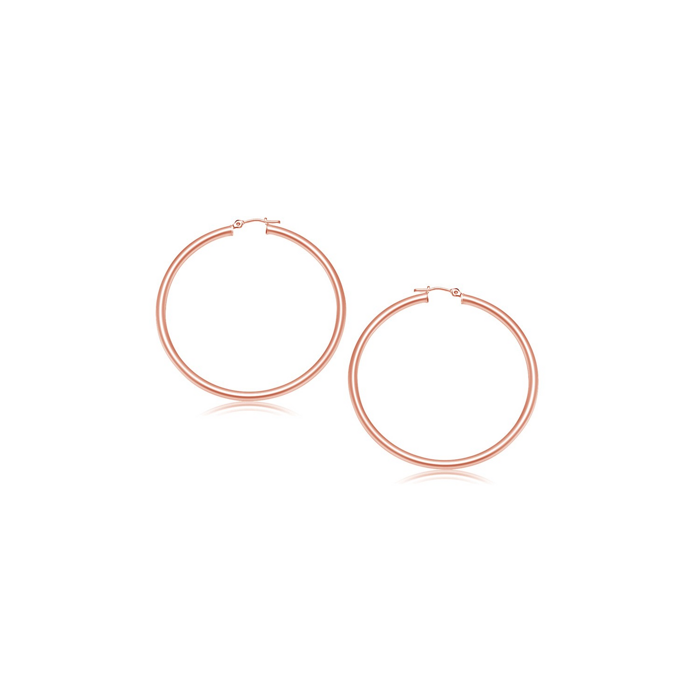 14k Rose Gold Polished Hoop Earrings (15 mm) - Elegant and Timeless