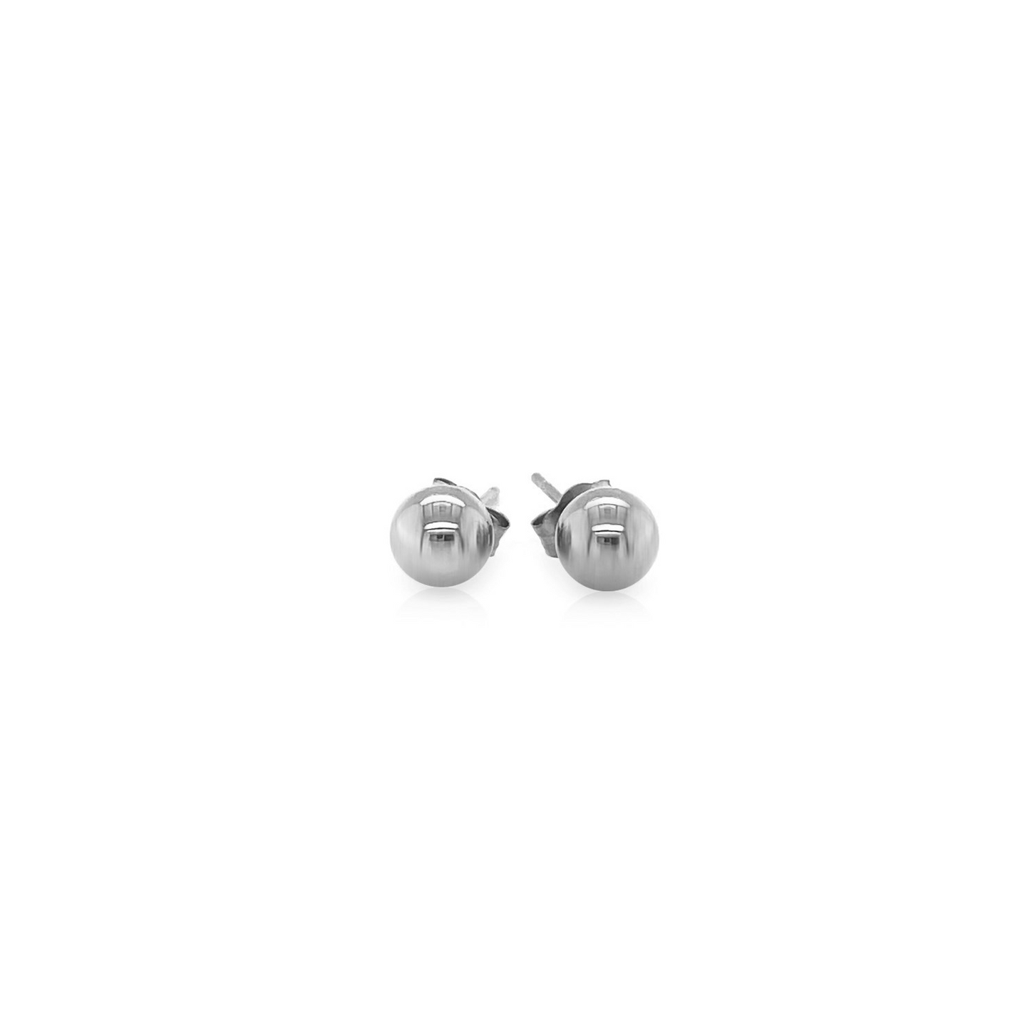 14k White Gold Classic Round Stud Earrings (5.0 mm) - Exquisite and Elegant