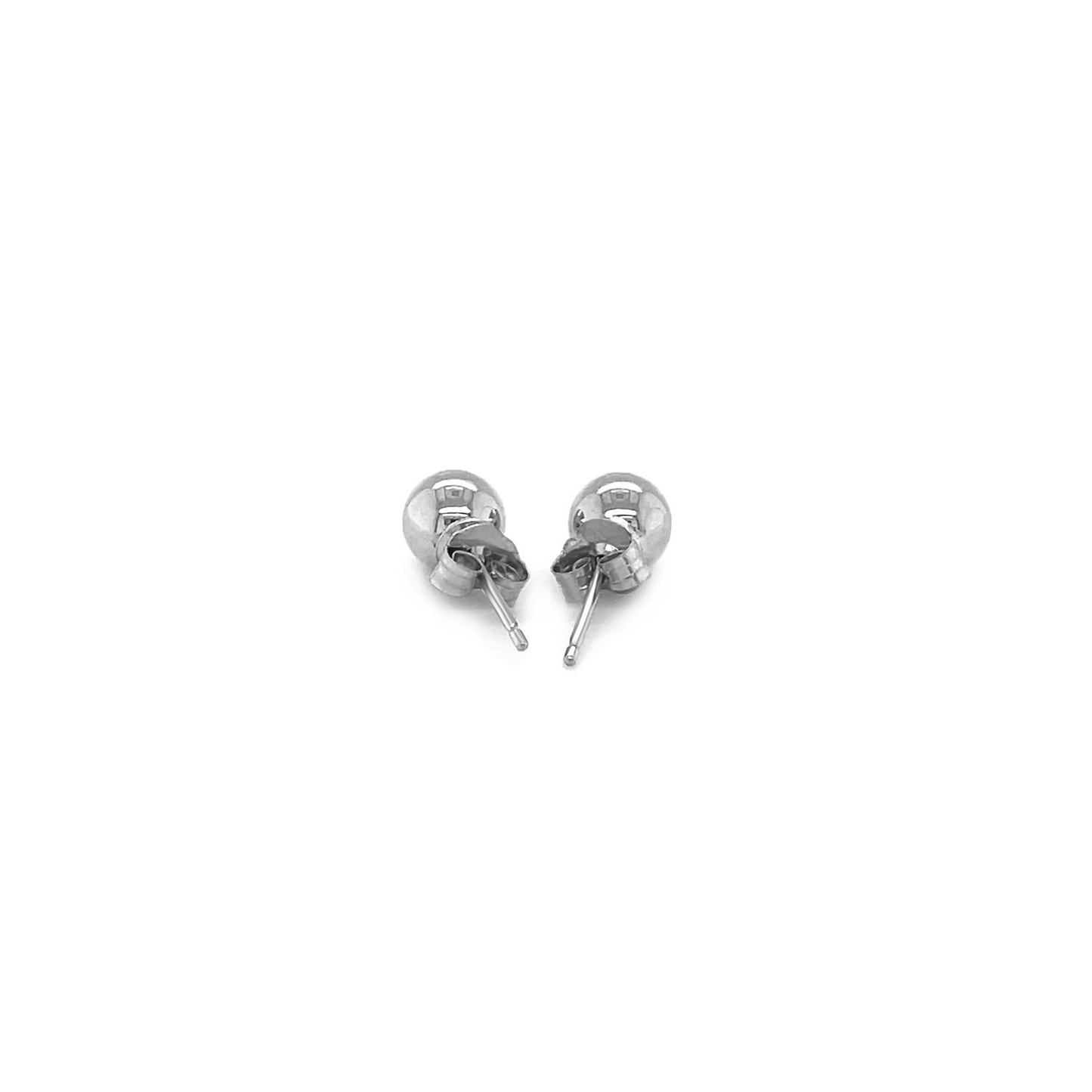 14k White Gold Classic Round Stud Earrings (5.0 mm) - Exquisite and Elegant