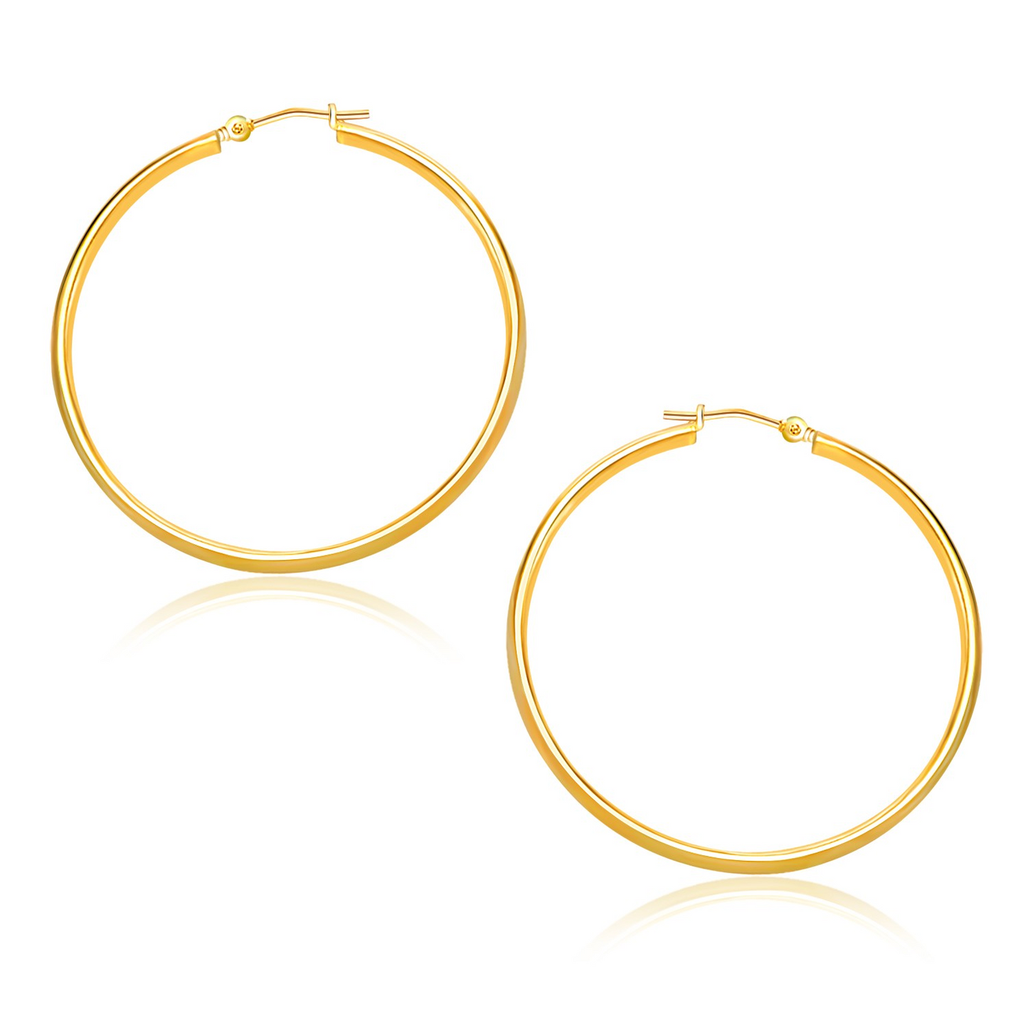 14k Yellow Gold Polished Hoop Earrings (30mm) | Classic and Stylish