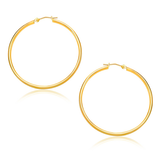 14k Yellow Gold Polished Hoop Earrings (30mm) | Classic and Stylish