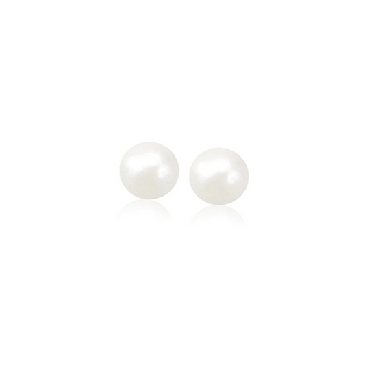 14k Yellow Gold Freshwater Cultured White Pearl Stud Earrings (5.0 mm) - Elegant Jewelry for Every Occasion