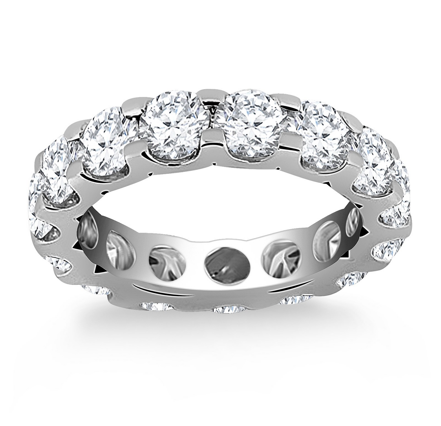 14k White Gold Round Diamond Studded Eternity Ring - Exquisite Craftsmanship, Timeless Beauty