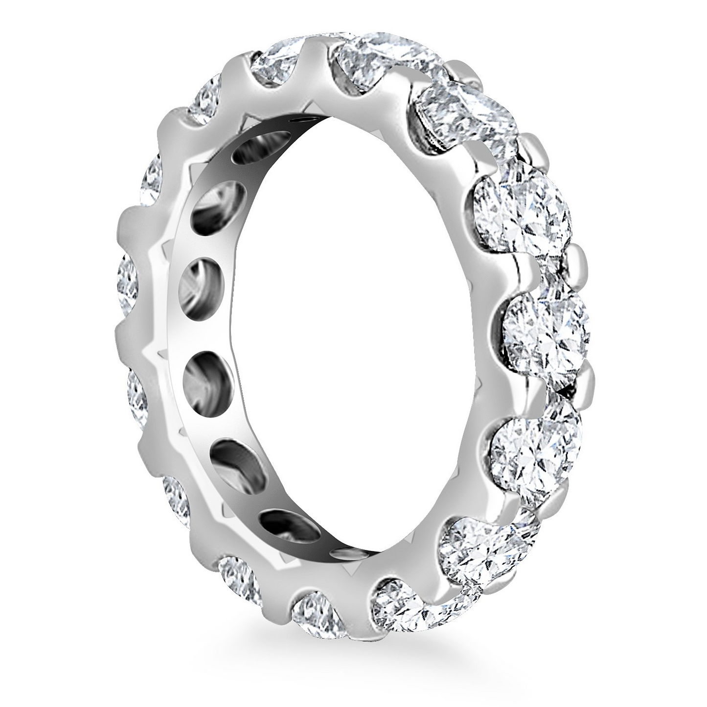 14k White Gold Round Diamond Studded Eternity Ring - Exquisite Craftsmanship, Timeless Beauty