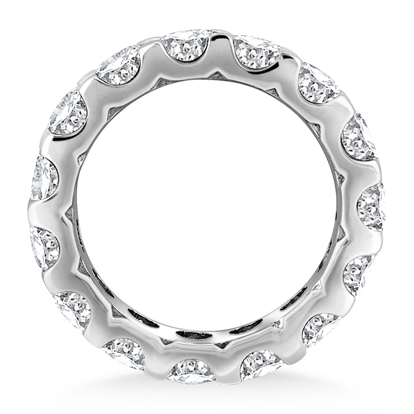 14k White Gold Round Diamond Studded Eternity Ring - Exquisite Craftsmanship, Timeless Beauty