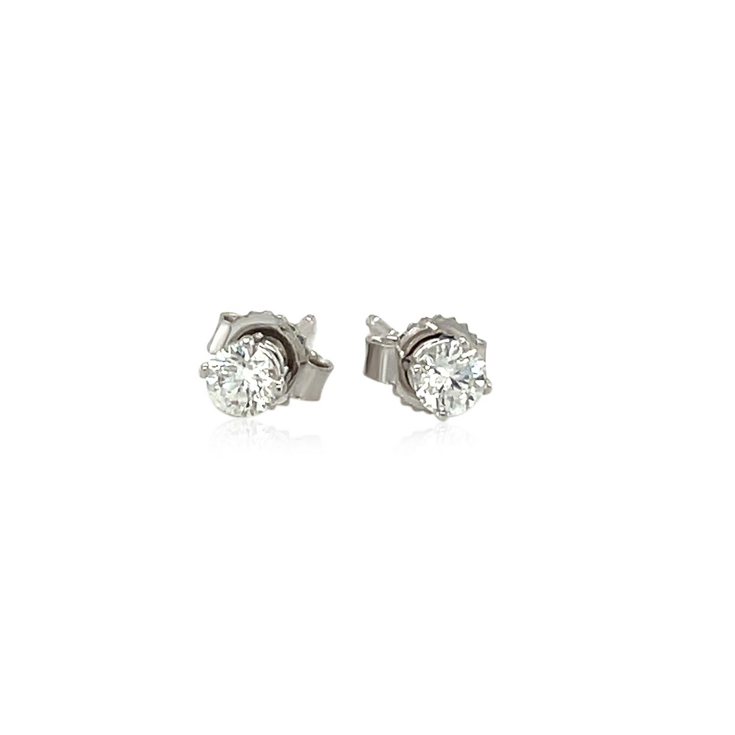 14k White Gold Diamond Four Prong Stud Earrings (1/4 cttw) - Elegant and Timeless