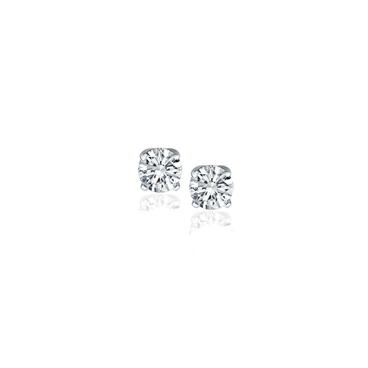 14k White Gold Diamond Four Prong Stud Earrings (1/4 cttw) - Elegant and Timeless