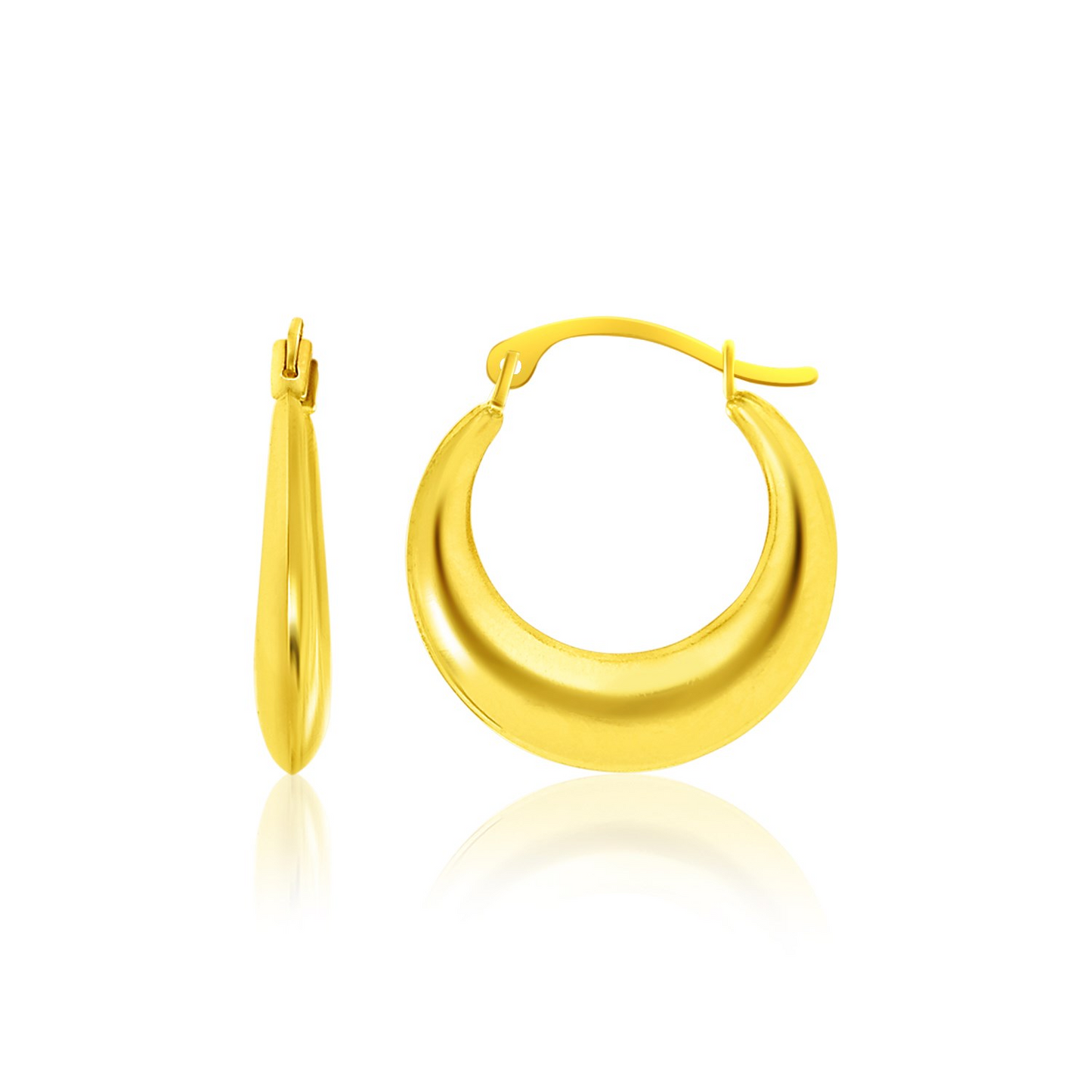 14k Yellow Gold Graduated Round Shape Hoop Earrings - Stylish and Elegant