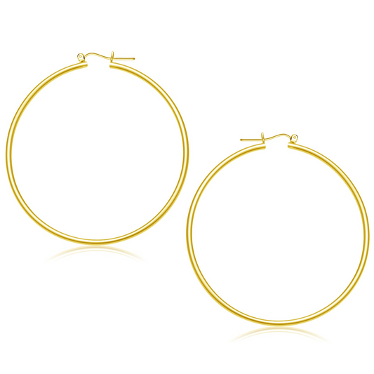 Shop 14k Yellow Gold Polished Hoop Earrings (55 mm) - High-Quality Jewelry