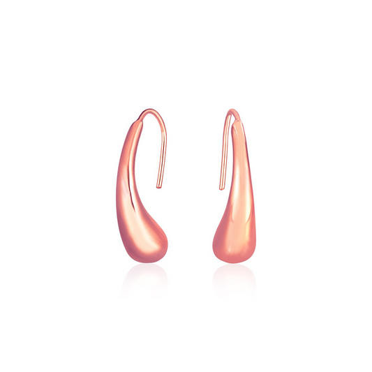 14k Rose Gold Puffed Teardrop Earrings - Elegant Rose Gold Earrings