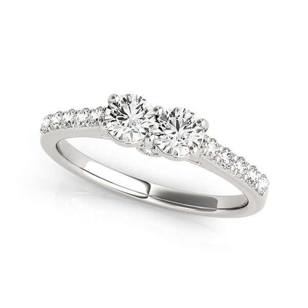 14k White Gold Round Two Stone Diamond Ring (3/4 cttw) - Elegant and Timeless