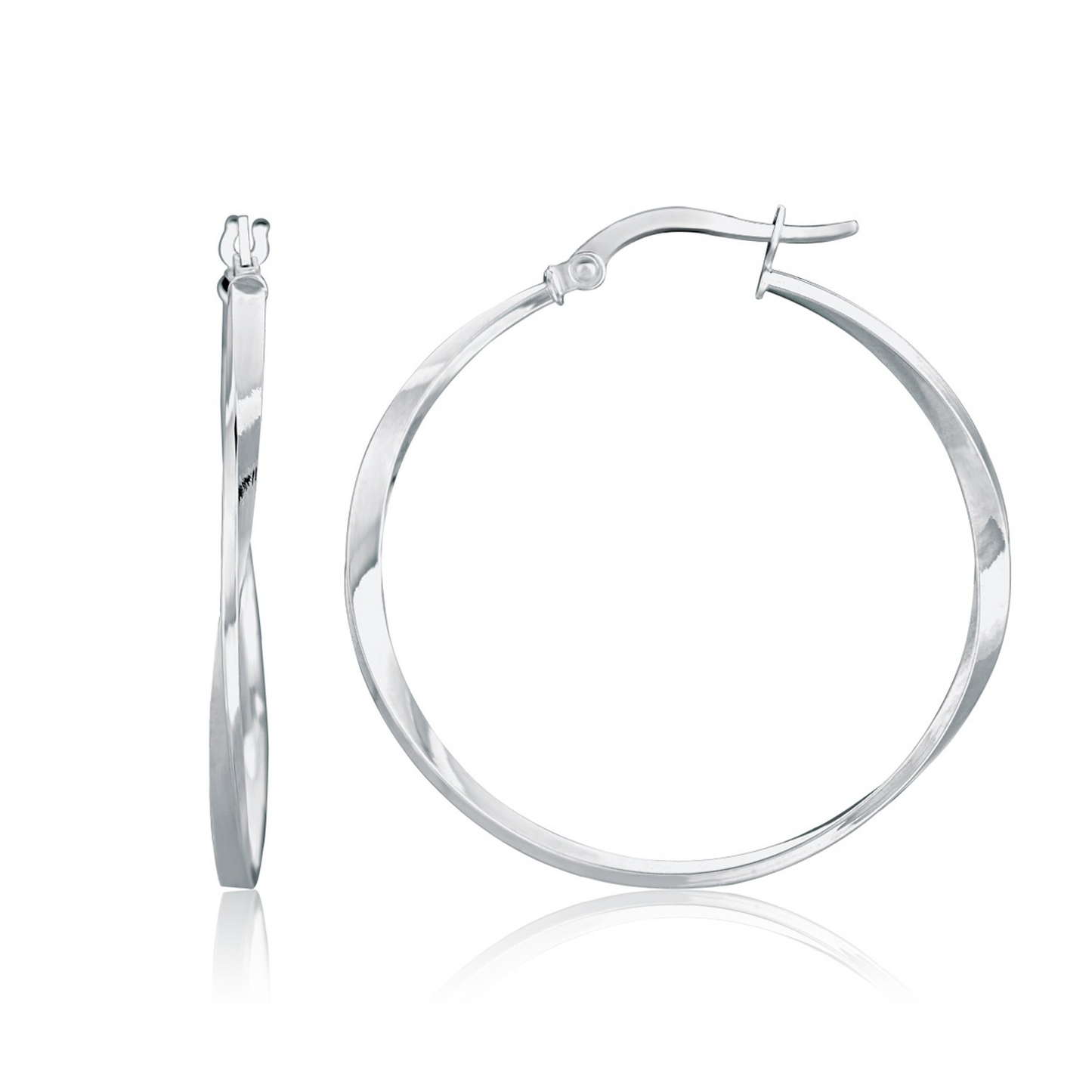 14k White Gold Mobius Twisted Hoop Earrings | Elegant and Polished