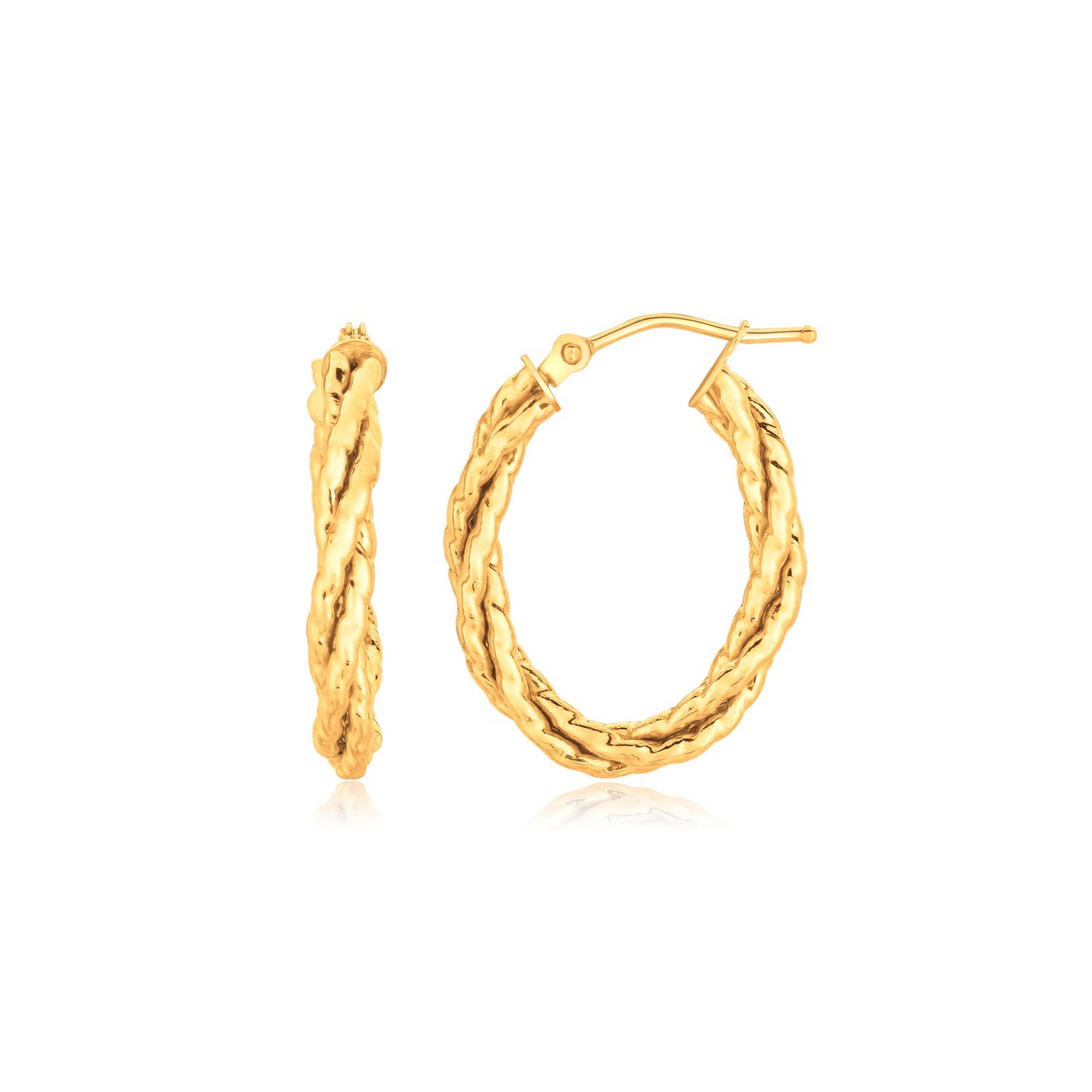 14k Yellow Gold Twisted Tube Oval Hoop Earrings | Shop Now