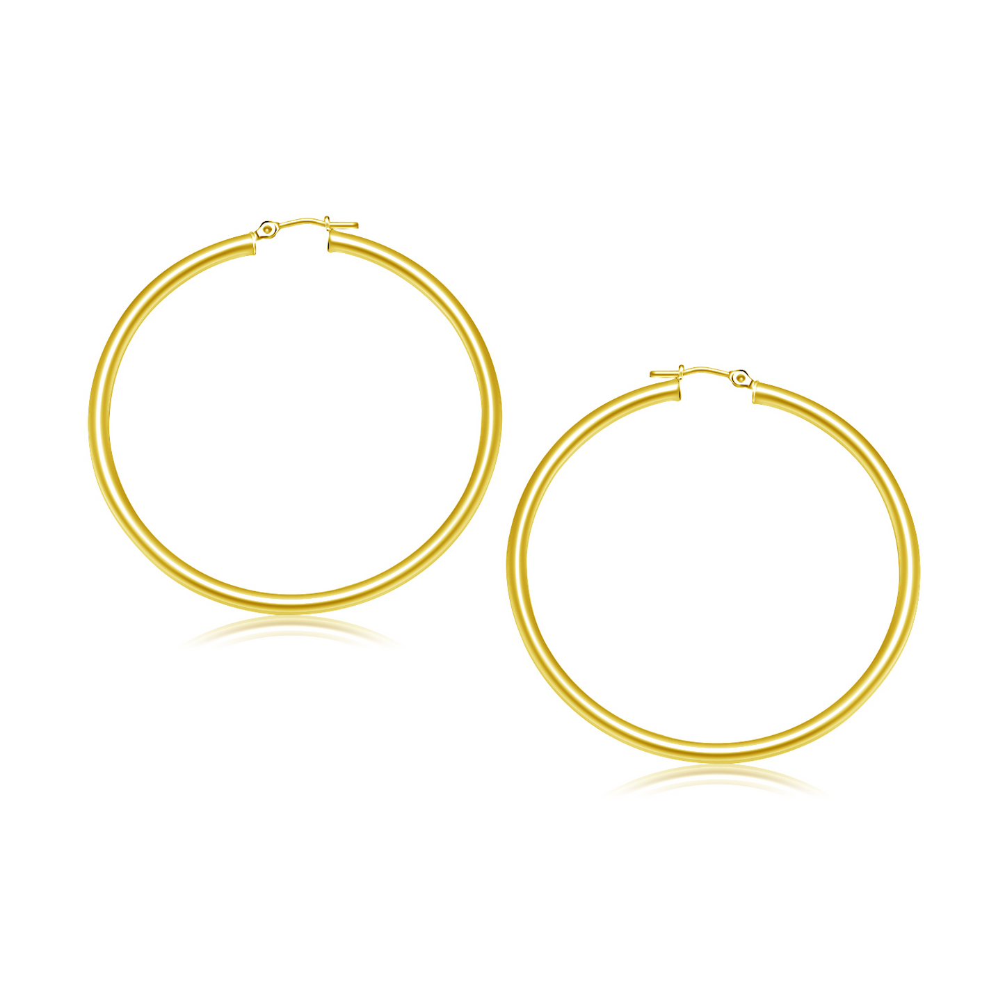 14k Yellow Gold Polished Hoop Earrings (30 mm) - Elegant and Timeless