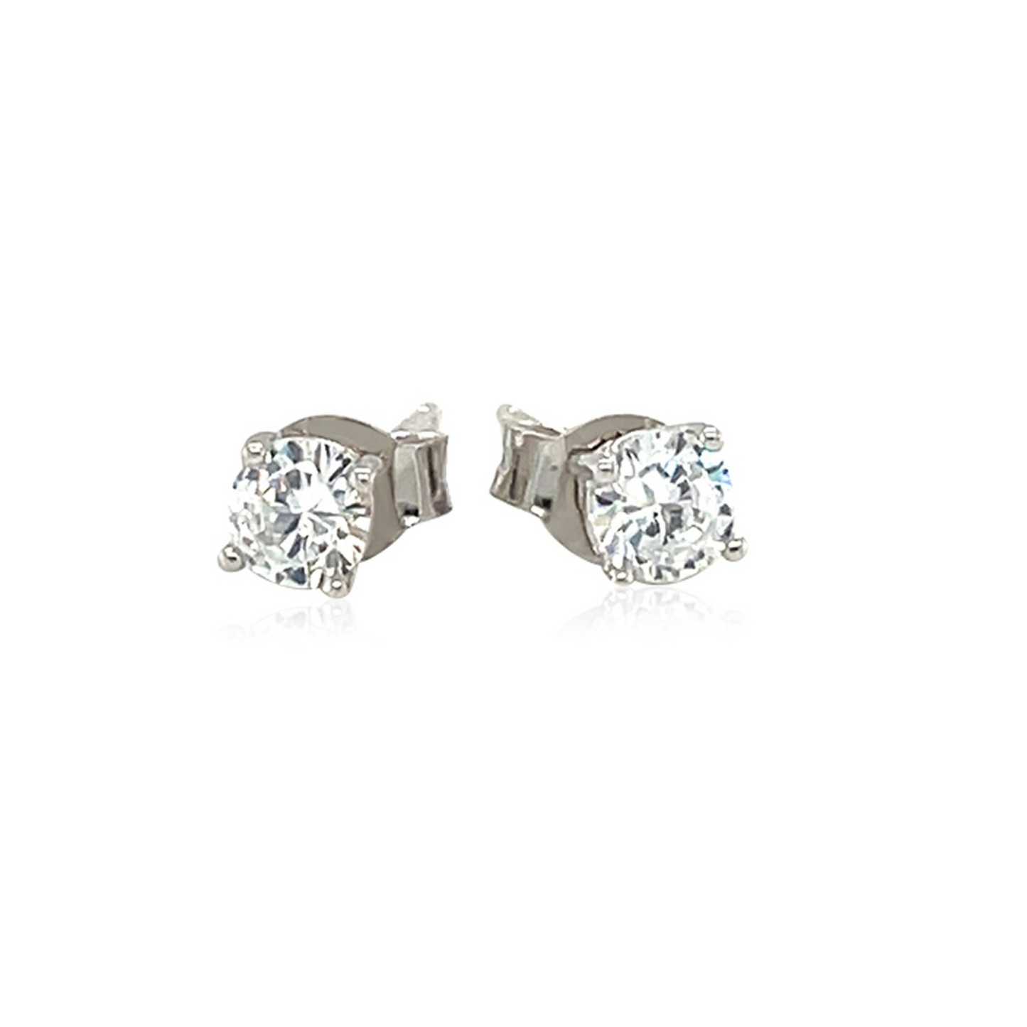 Sterling Silver 4mm Faceted White Cubic Zirconia Stud Earrings - Elegant Jewelry for Every Occasion