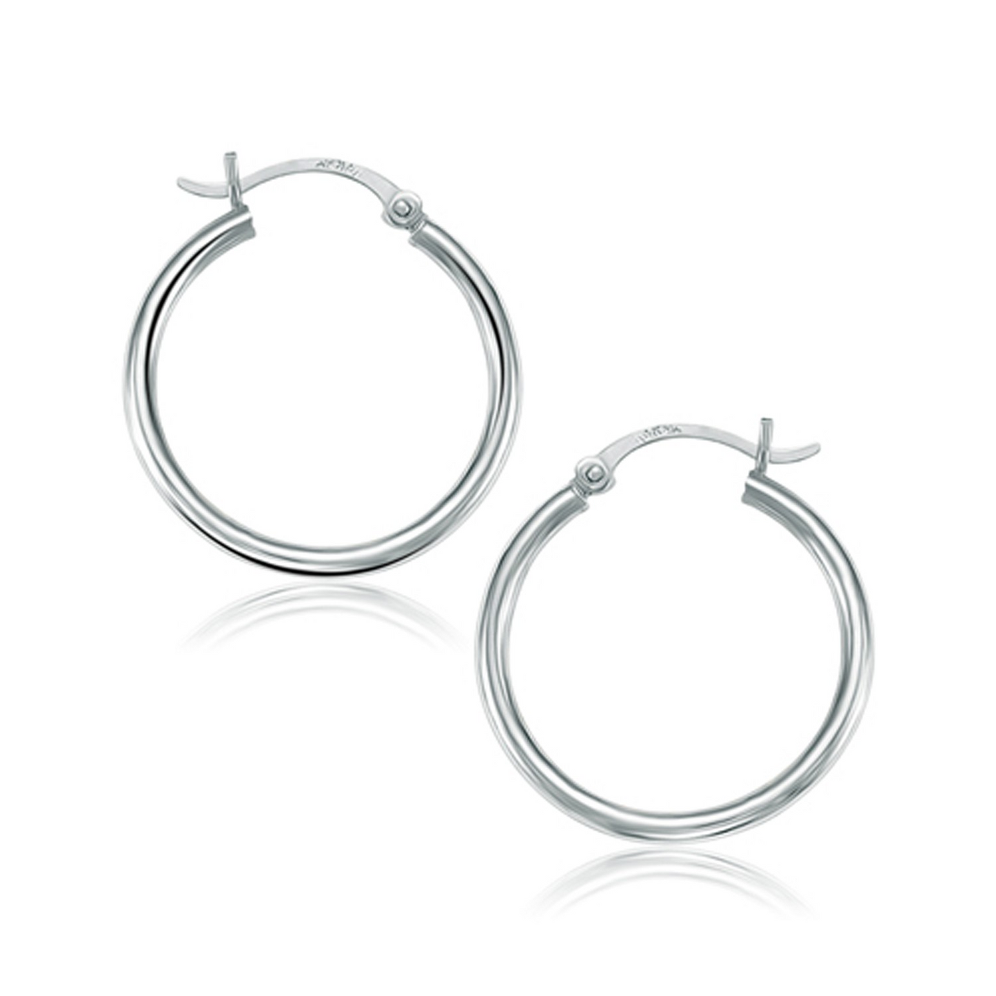 Buy 14k White Gold Polished Hoop Earrings (25 mm) Online - High Quality Jewelry