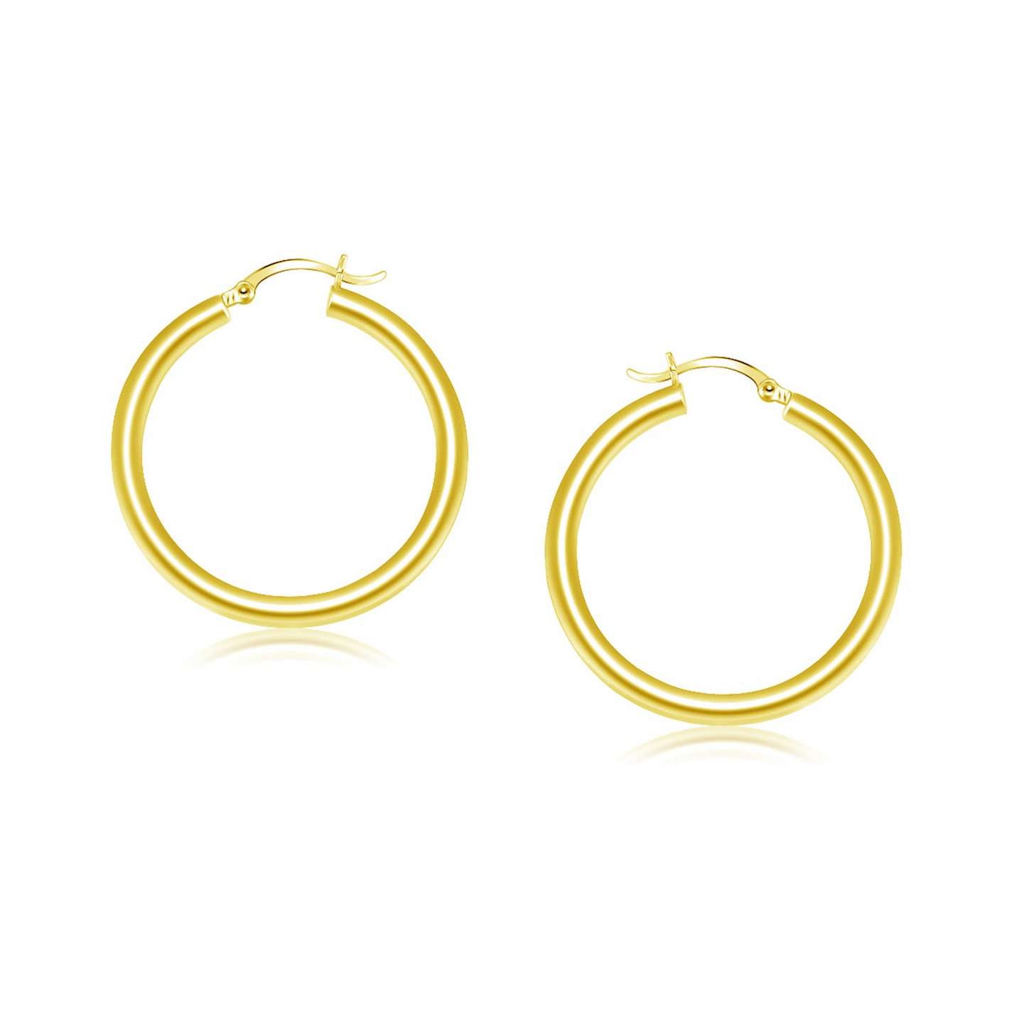 14k Yellow Gold Polished Hoop Earrings (25 mm) - Timeless Style