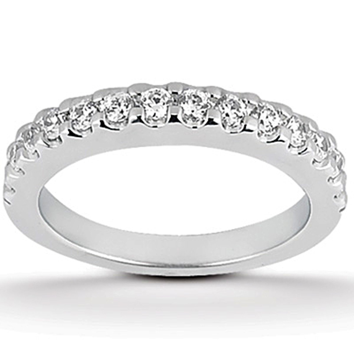 14k White Gold Shared Prong Diamond Wedding Ring Band - Bold and Glamorous