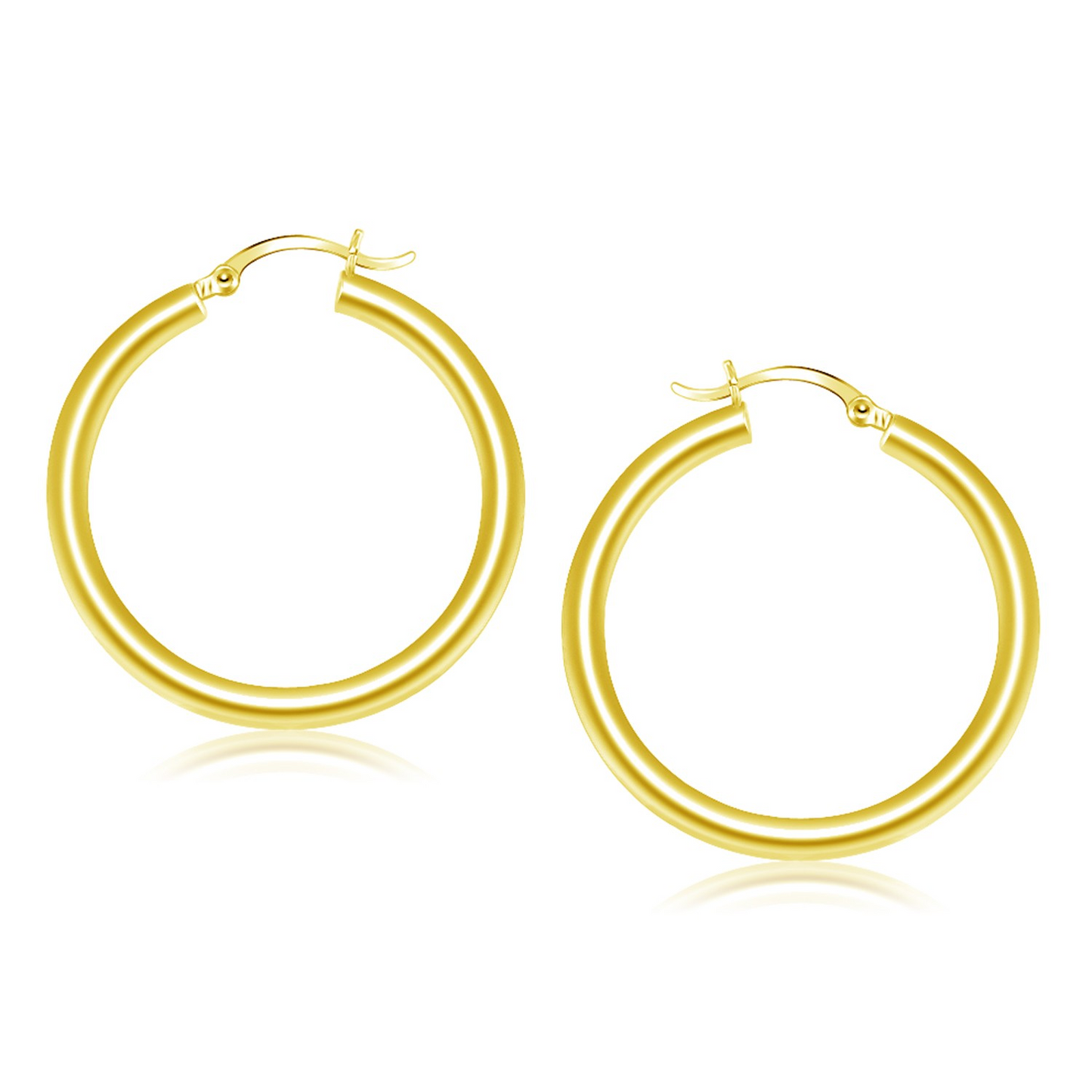 14k Yellow Gold Polished Hoop Earrings (40 mm) - Elegant and Timeless Jewelry