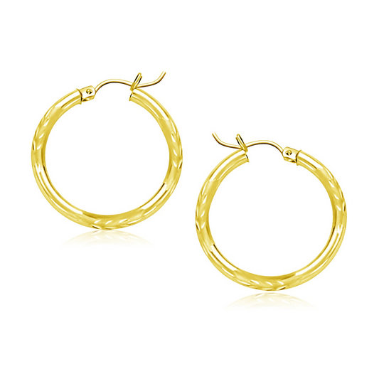 Shop 14k Yellow Gold Diamond Cut Hoop Earrings (20mm) | Trendy, Timeless Accessories